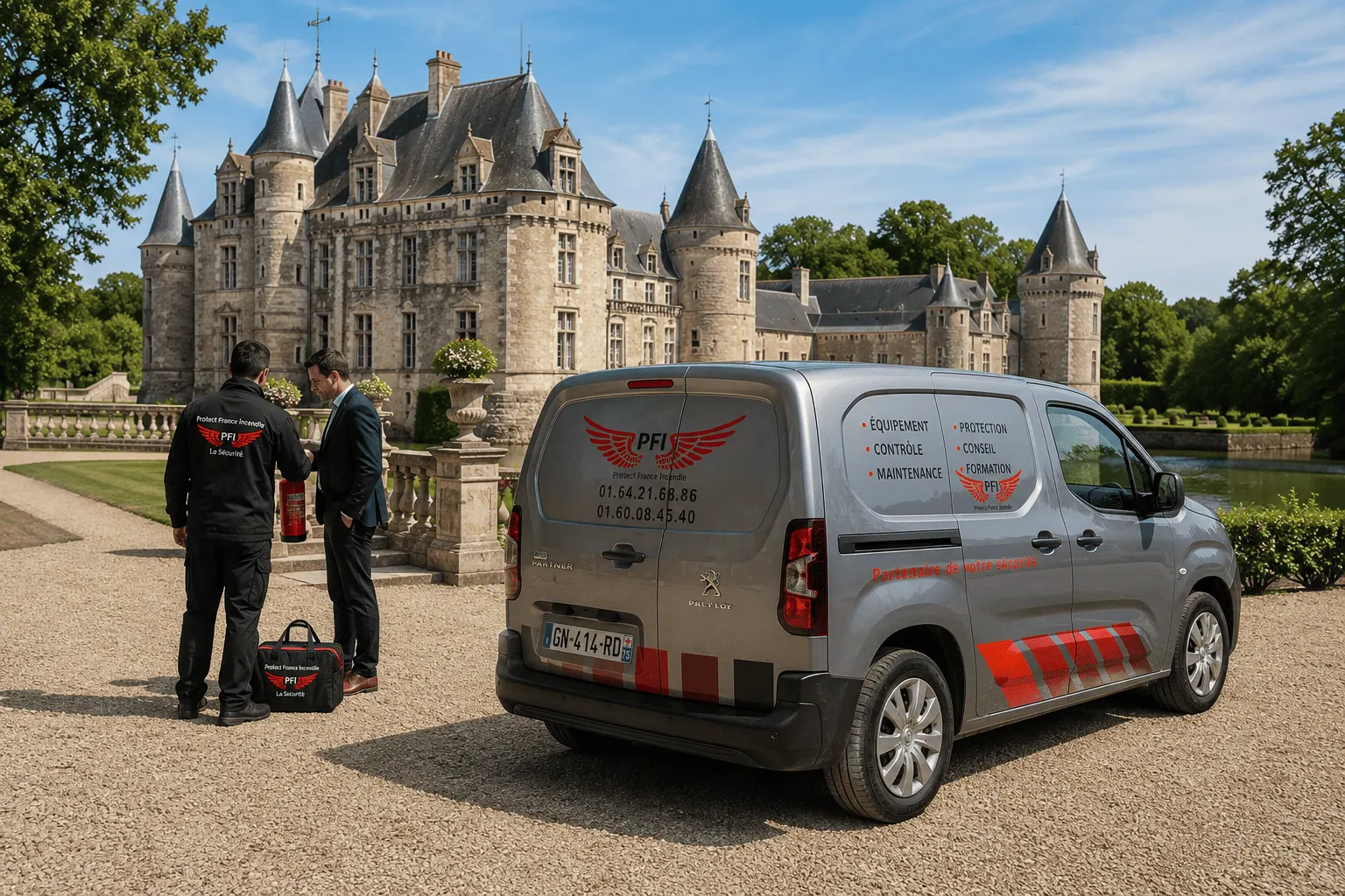 Technicien PFI en intervention sur des extincteurs à Mitry-Mory Technicien PFI en intervention sur des extincteurs à Mitry-Mory